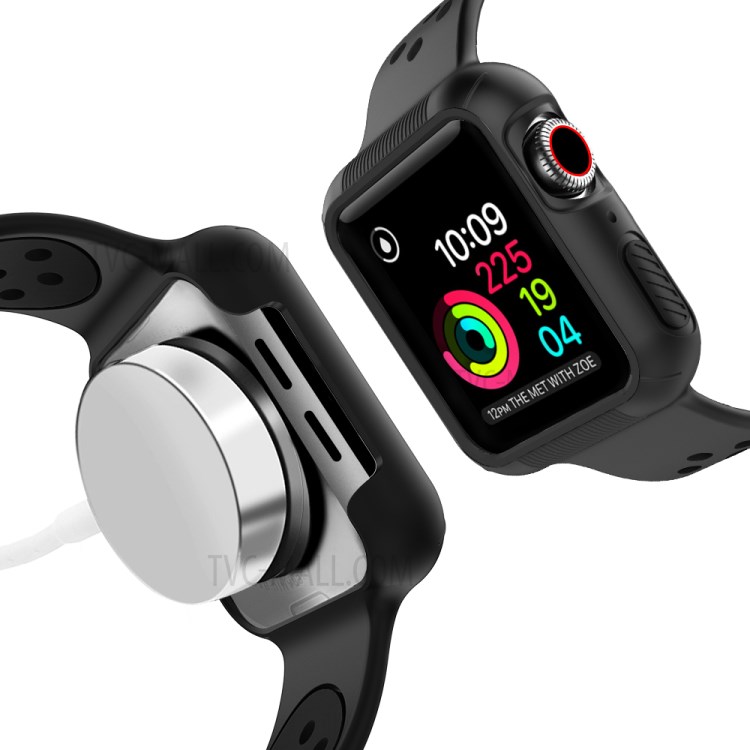38mm Bicolor Flexible Silicone Watch Strap for Apple Watch Series 5 4 40mm / 3 2 1 38mm - All Black-2