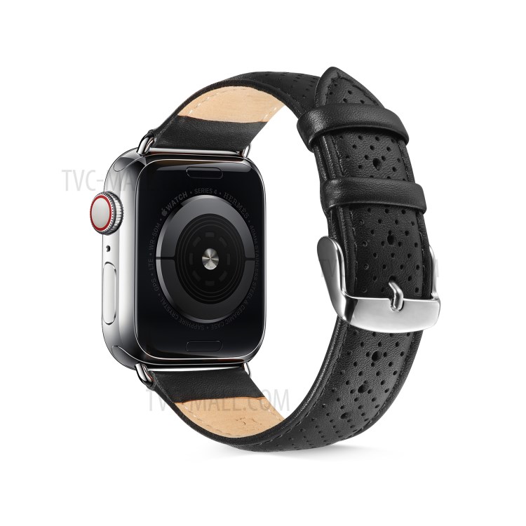 Echter Leder-Uhrenarmband Für Apple Watch Serie 5 4 44mm / Serie 3 2 1 42mm - Schwarz-1