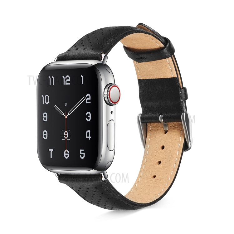 Echter Leder-Uhrenarmband Für Apple Watch Serie 5 4 44mm / Serie 3 2 1 42mm - Schwarz-2