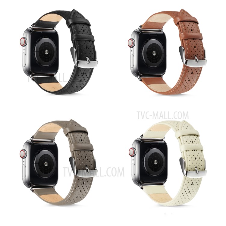 Echter Leder-Uhrenarmband Für Apple Watch Serie 5 4 44mm / Serie 3 2 1 42mm - Schwarz-3