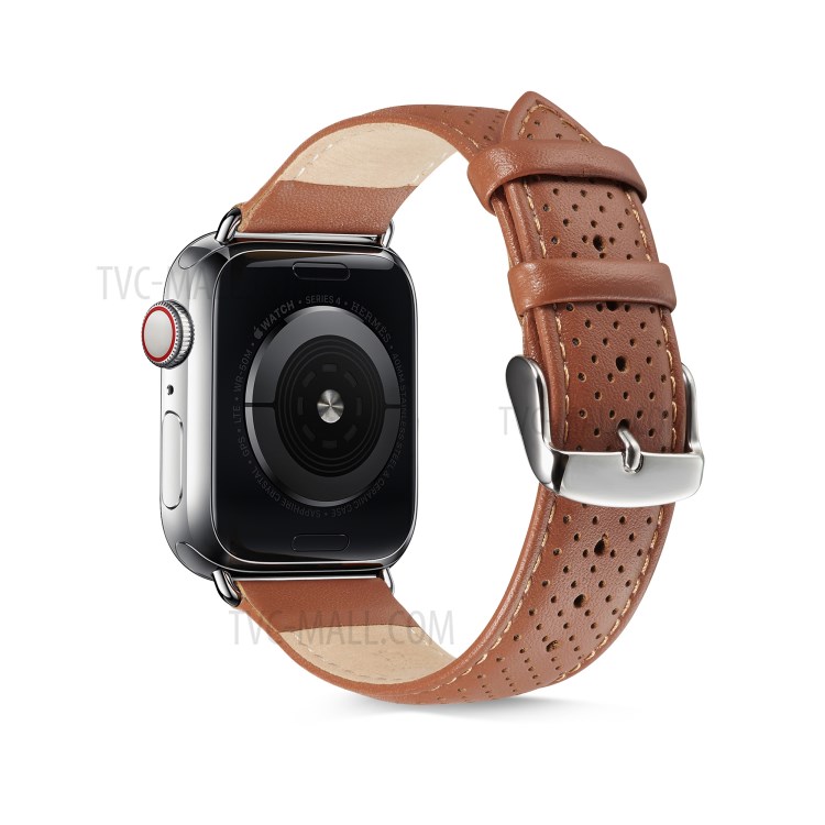Echter Leder-Uhrenarmband Für Apple Watch Serie 5 4 44mm / Serie 3 2 1 42mm - Braun-1