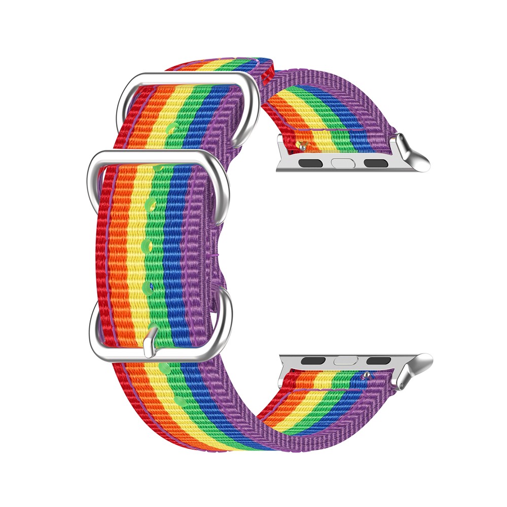 Nylon Estilo Do Arco-íris Lona Cinta De Substituição Relógio Inteligente Para A Série Relógio Maçã 5/4 40 Milímetros / Série 3/2/1 38 Milímetros - Cor Do Arco-íris-2