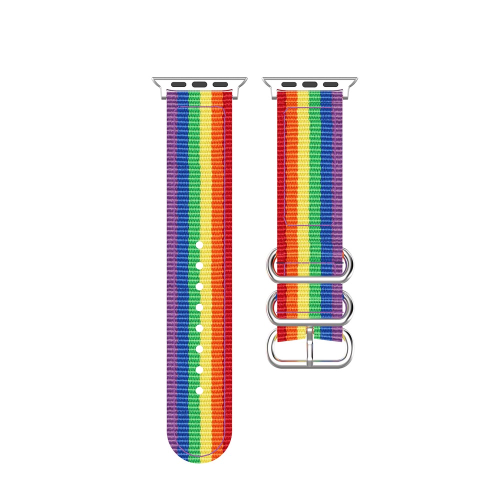 Nylon Estilo Do Arco-íris Lona Cinta De Substituição Relógio Inteligente Para A Série Relógio Maçã 5/4 40 Milímetros / Série 3/2/1 38 Milímetros - Cor Do Arco-íris-3