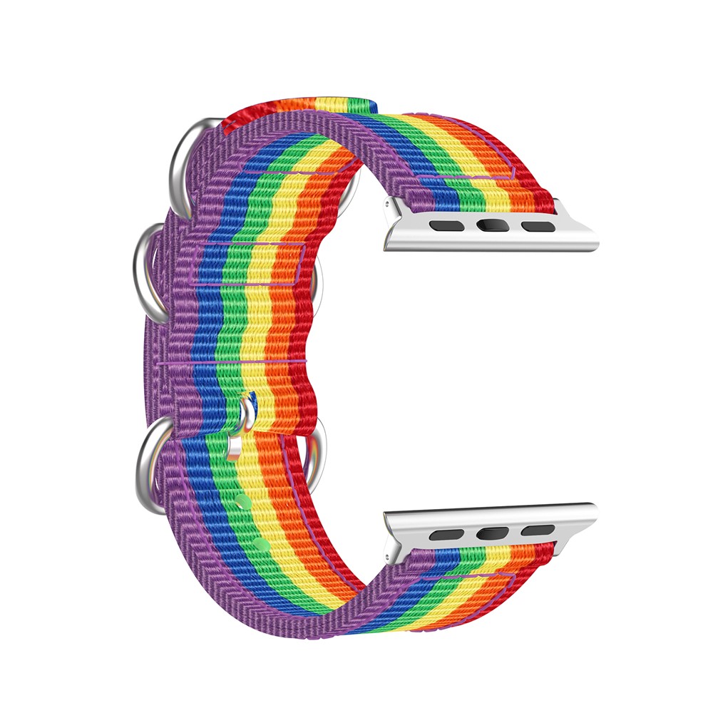 Nylon Estilo Do Arco-íris Lona Cinta De Substituição Relógio Inteligente Para A Série Relógio Maçã 5/4 40 Milímetros / Série 3/2/1 38 Milímetros - Cor Do Arco-íris-5