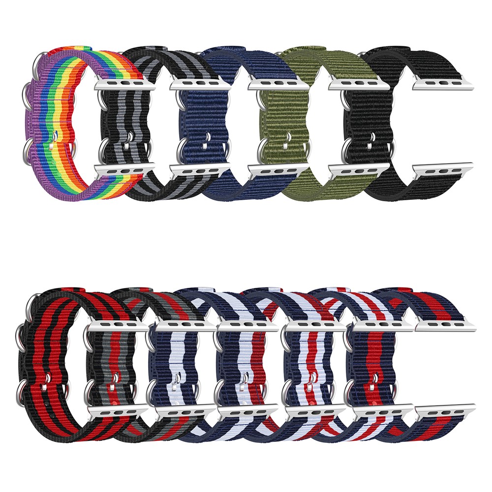 Nylon Estilo Do Arco-íris Lona Cinta De Substituição Relógio Inteligente Para A Série Relógio Maçã 5/4 40 Milímetros / Série 3/2/1 38 Milímetros - Cor Do Arco-íris-7