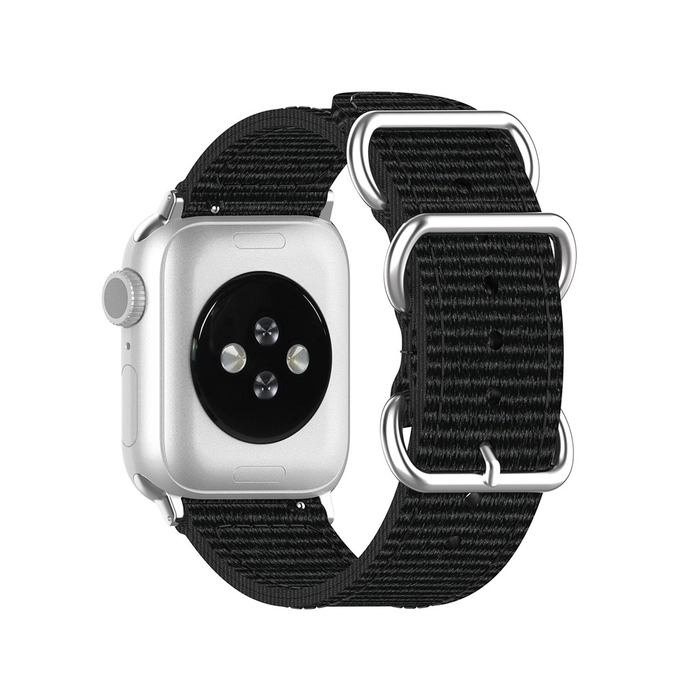 Rainbow Style Nylon Canvas Smart Watch Band Replacement for Apple Watch Series 5/4 44mm / Series 3/2/1 42mm - Black-1