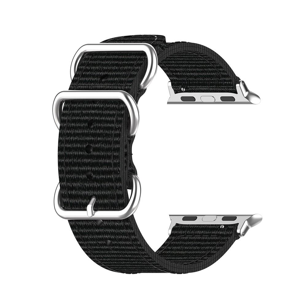 Rainbow Style Nylon Canvas Smart Watch Band Replacement for Apple Watch Series 5/4 44mm / Series 3/2/1 42mm - Black-2