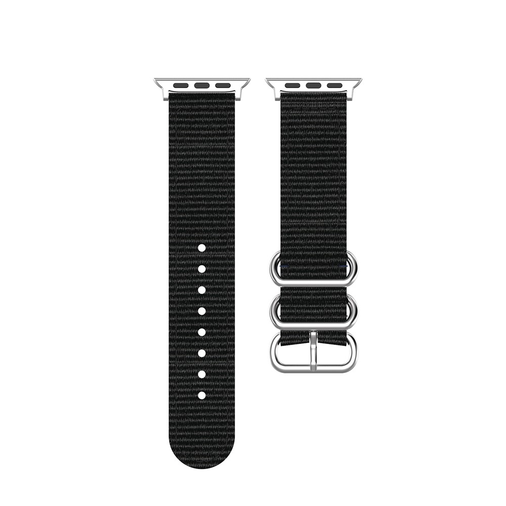 Rainbow Style Nylon Canvas Smart Watch Band Replacement for Apple Watch Series 5/4 44mm / Series 3/2/1 42mm - Black-3