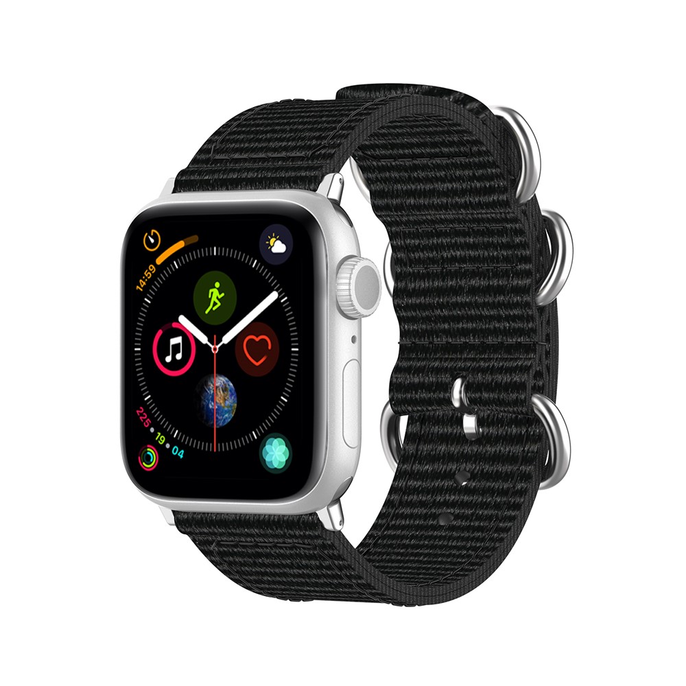 Rainbow Style Nylon Canvas Smart Watch Band Replacement for Apple Watch Series 5/4 44mm / Series 3/2/1 42mm - Black-4