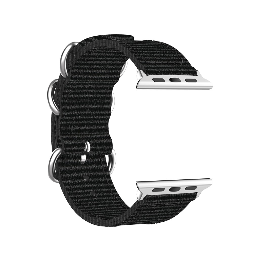 Rainbow Style Nylon Canvas Smart Watch Band Replacement for Apple Watch Series 5/4 44mm / Series 3/2/1 42mm - Black-5