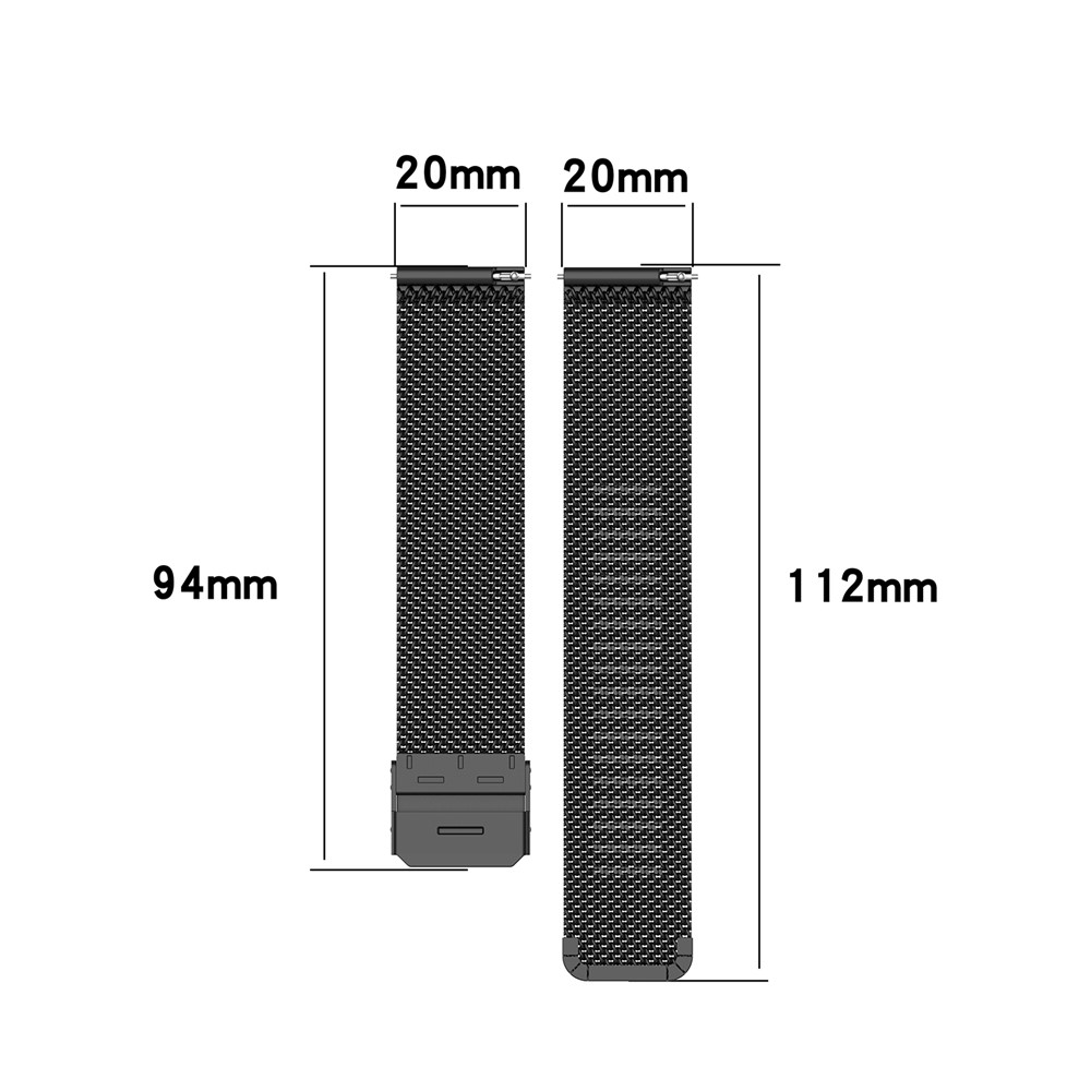 20mm Mesh Stainless Steel Watch Band for Garmin Vivoactive 3/Venu/Vivomove 3/Forerunner 245, 645 - Black-7