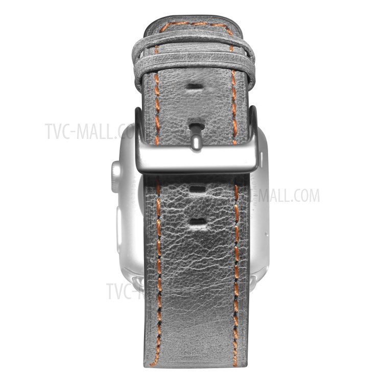 Crack Texture Genuine Leather Watch Band for Apple Watch Series 3 2 1 38mm/Series 5 4 40mm - Grey-3