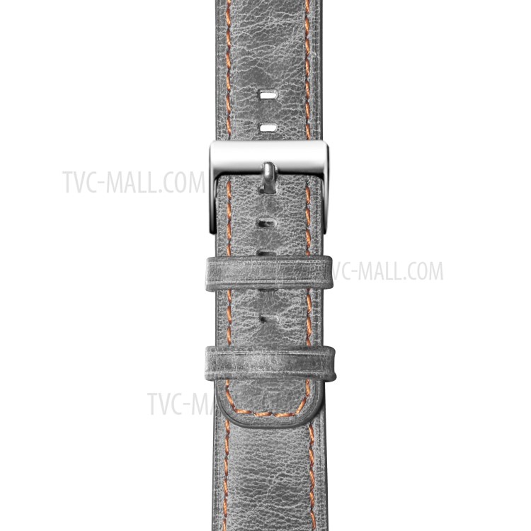 Crack Texture Genuine Leather Watch Strap for Apple Watch Series 3 2 1 42mm/Series 5 4 44mm - Grey-5
