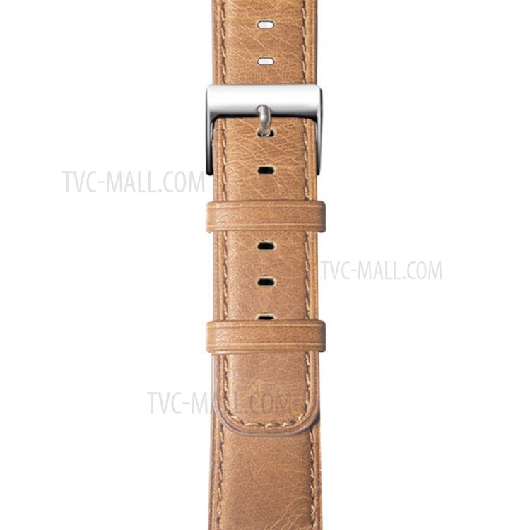 Fissurer Texture Véritable Bracelet De Montre En Cuir Pour La Série De La Montre De Pomme 3 2 1 42mm / 44mm Série 5 4 - Marron-4