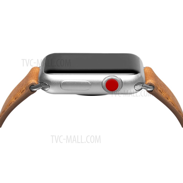 Fissurer Texture Véritable Bracelet De Montre En Cuir Pour La Série De La Montre De Pomme 3 2 1 42mm / 44mm Série 5 4 - Marron-5