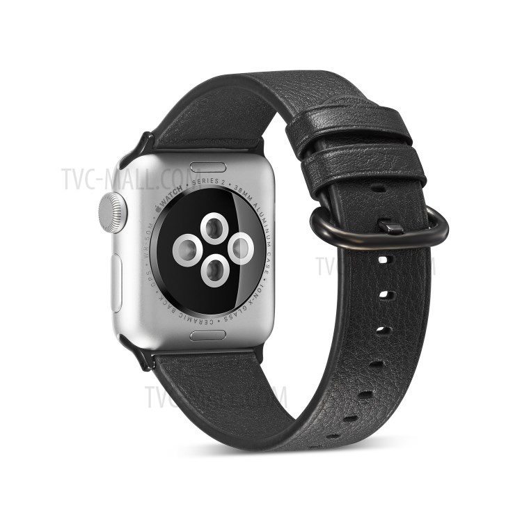 Genuine Leather Smart Watch Strap Replacement for Apple Watch Series 1/2/3 42mm / Series 4/5 44mm - Black-1