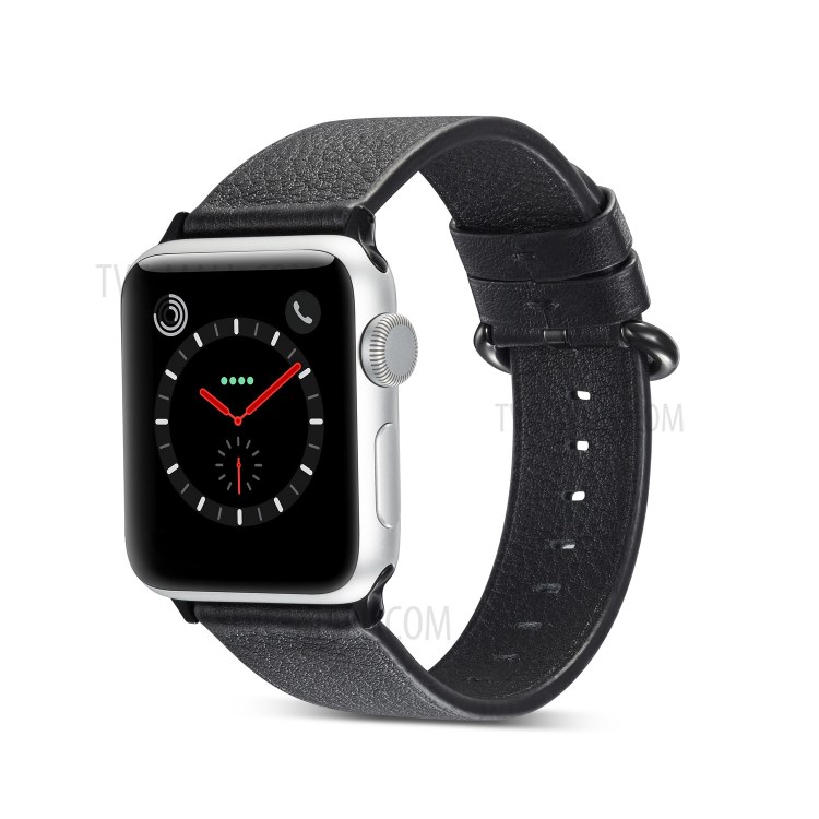 Genuine Leather Smart Watch Strap Replacement for Apple Watch Series 1/2/3 42mm / Series 4/5 44mm - Black-2