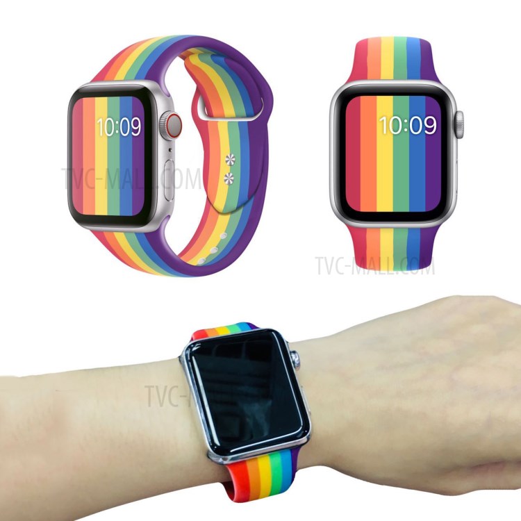 Rainbow Style Silicone Smart Watch Strap for Apple Watch Series 5/4 44mm / Series 3/2/1 42mm-4