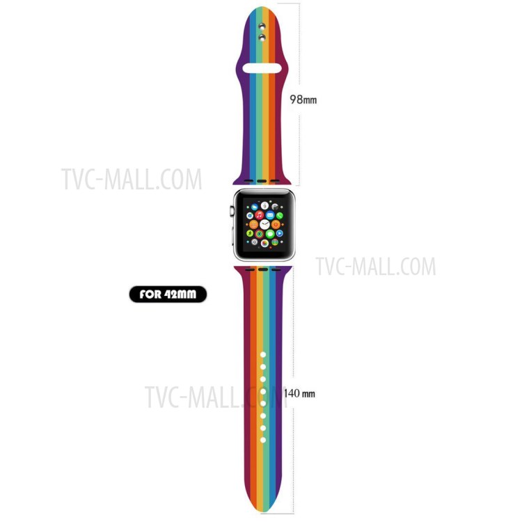 Rainbow Style Silicone Smart Watch Strap for Apple Watch Series 5/4 44mm / Series 3/2/1 42mm-5