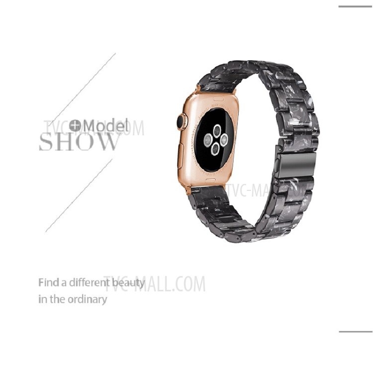 Resin Watch Band Strap for Apple Watch Series 5/4 44mm, Series 3/2/1 42mm - Black/White-5
