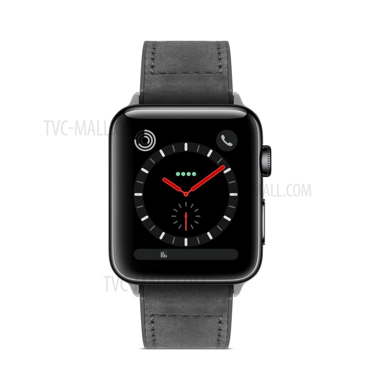 Vantage Style Matte PU Leather Smart Watch Band Strap Replacement for Apple Watch Series 1/2/3 42mm / Series 5/4 44mm - Black-4
