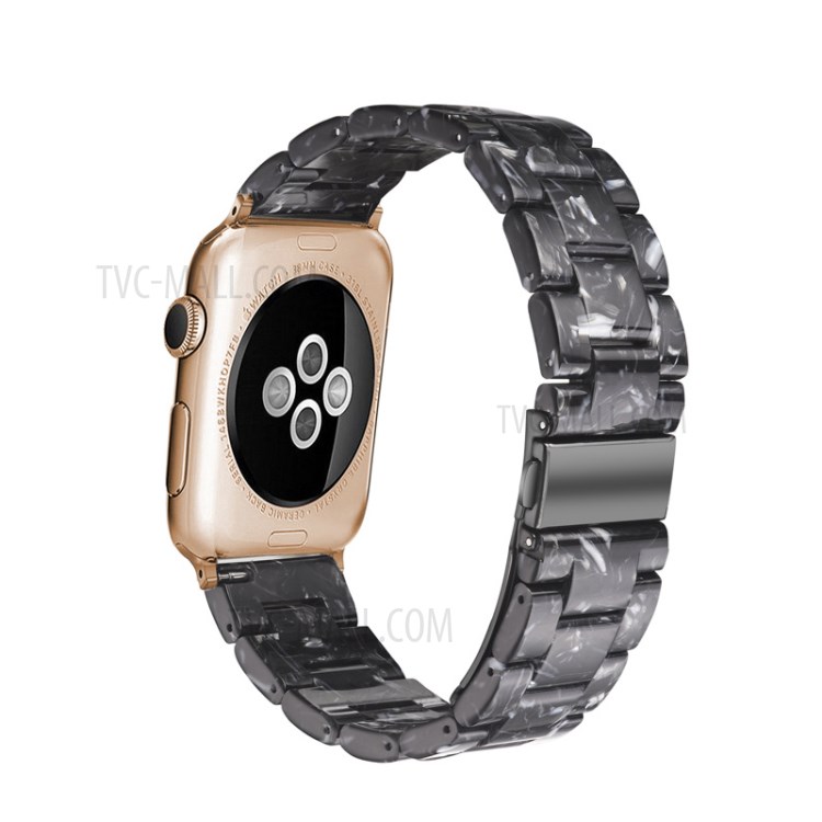 Resin Watch Strap Replacement for Apple Watch Series 5/4 40mm, Series 3/2/1 38mm - Black/White-1