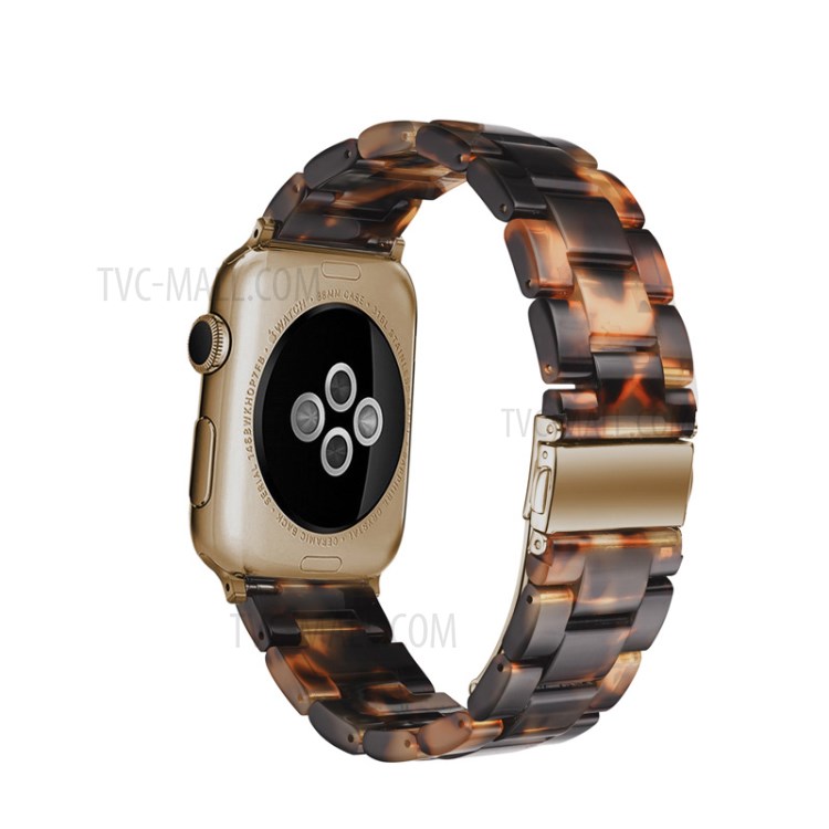 Resin Watch Strap Replacement for Apple Watch Series 6/SE/5/4 40mm / Series 3/2/1 Watch 38mm - Black/Orange-1
