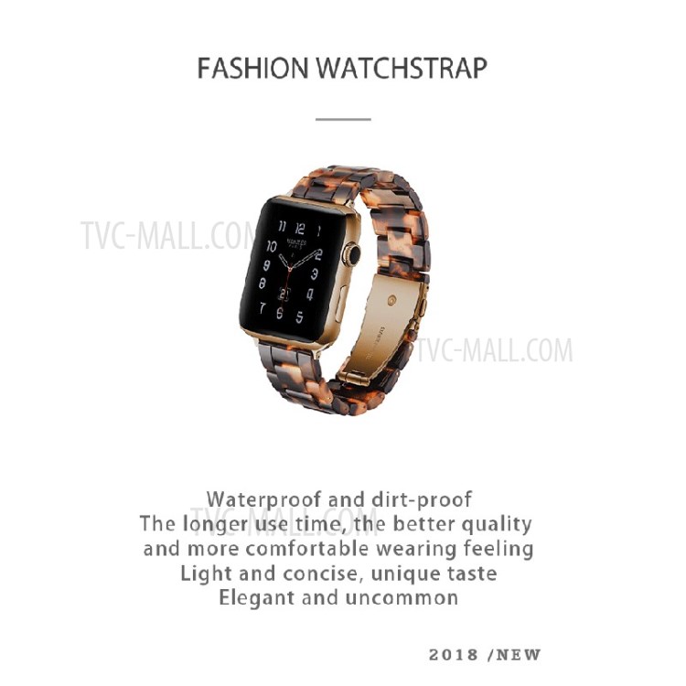 Resin Watch Strap Replacement for Apple Watch Series 6/SE/5/4 40mm / Series 3/2/1 Watch 38mm - Black/Orange-2