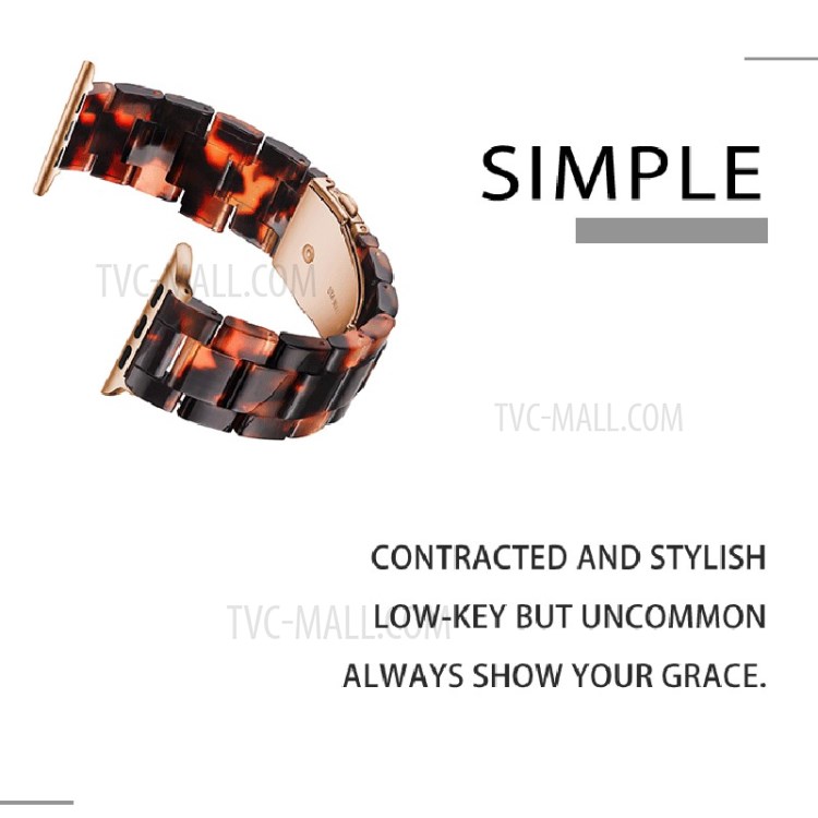 Resin Watch Strap Replacement for Apple Watch Series 6/SE/5/4 40mm / Series 3/2/1 Watch 38mm - Black/Orange-3