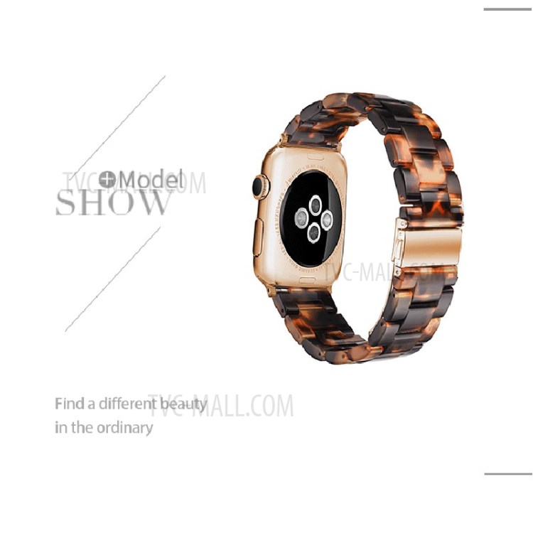 Resin Watch Strap Replacement for Apple Watch Series 6/SE/5/4 40mm / Series 3/2/1 Watch 38mm - Black/Orange-5