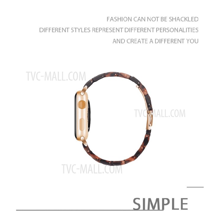 Resin Watch Strap Replacement for Apple Watch Series 6/SE/5/4 40mm / Series 3/2/1 Watch 38mm - Black/Orange-7