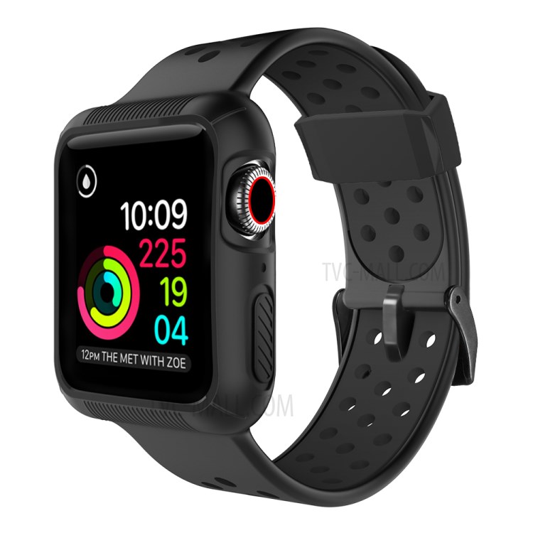 Bi-color Silicone Material Watch Band for Apple Watch Series 5/4 40mm - Black-2