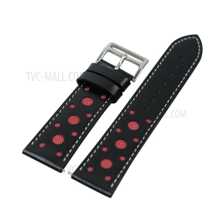 Holes Decor Leather Smart Watch Band Strap Replacement for Huawei Watch GT 2e /GT2 46mm - Red-1