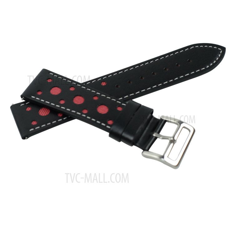 Holes Decor Leather Smart Watch Band Strap Replacement for Huawei Watch GT 2e /GT2 46mm - Red-2