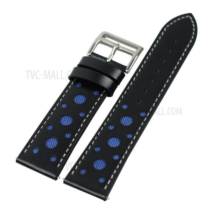 22mm Holes Decor Leather Smart Watch Band Strap Replacement for Huawei Watch GT 2e /GT2 46mm - Blue-1