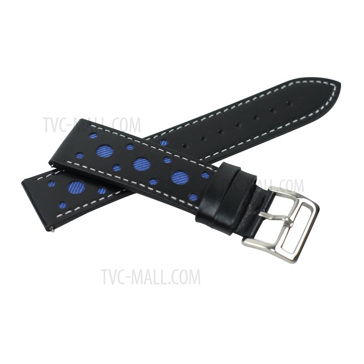 22mm Holes Decor Leather Smart Watch Band Strap Replacement for Huawei Watch GT 2e /GT2 46mm - Blue-2