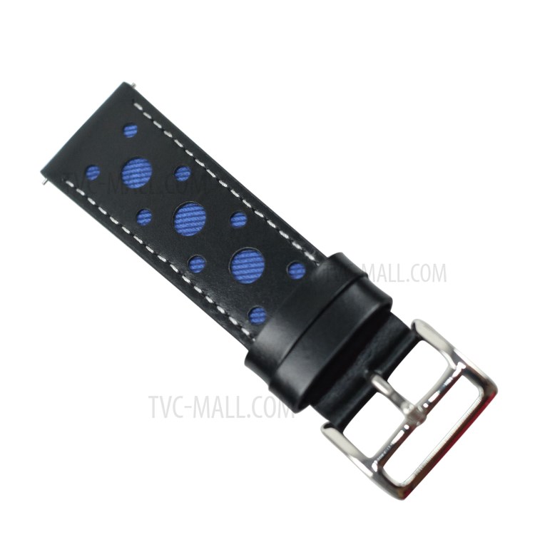 22mm Holes Decor Leather Smart Watch Band Strap Replacement for Huawei Watch GT 2e /GT2 46mm - Blue-3