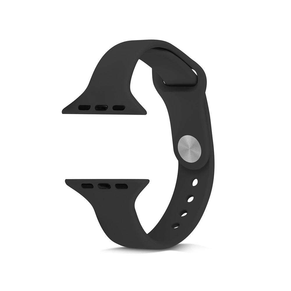 Thin Narrow Replacement Silicone Strap for Apple Watch Series 3 2 1 38mm/Series 5 4 40mm - Black-2