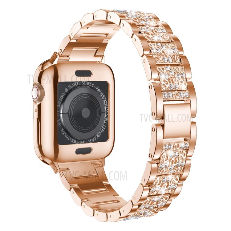 Aluminum Alloy Watch Strap Replacement Rhinestone Decor for Apple Watch Series 6 SE 5 4 44mm / Series 3/2/1 42mm - Gold-1