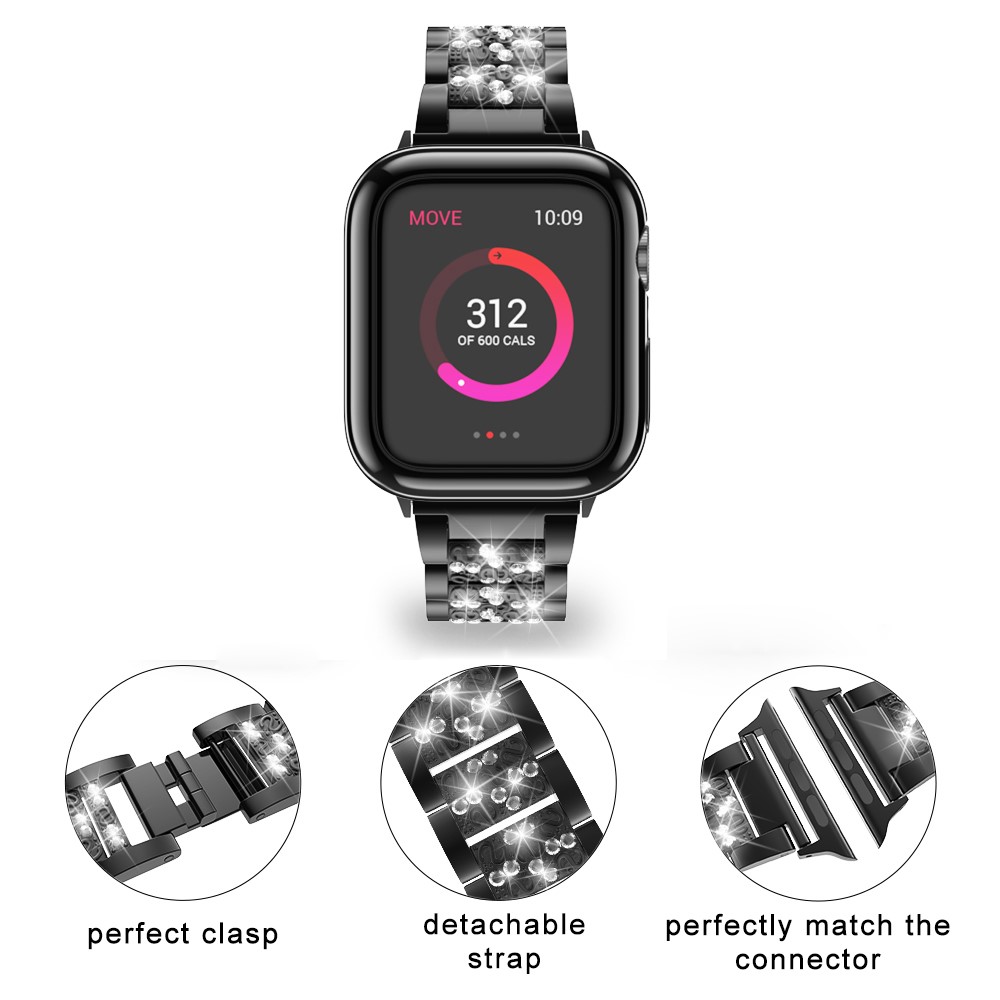 Aluminum Alloy Watch Strap Accessory Rhinestone Decor for Apple Watch Series 5/4 40mm / Series 3/2/1 38mm - Black-2