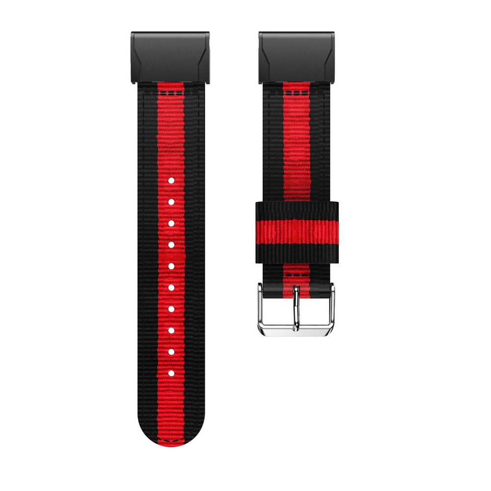 Nylon Watch Wrist Strap Replacement for Garmin Fenix 5X - Black / Red / Black-2