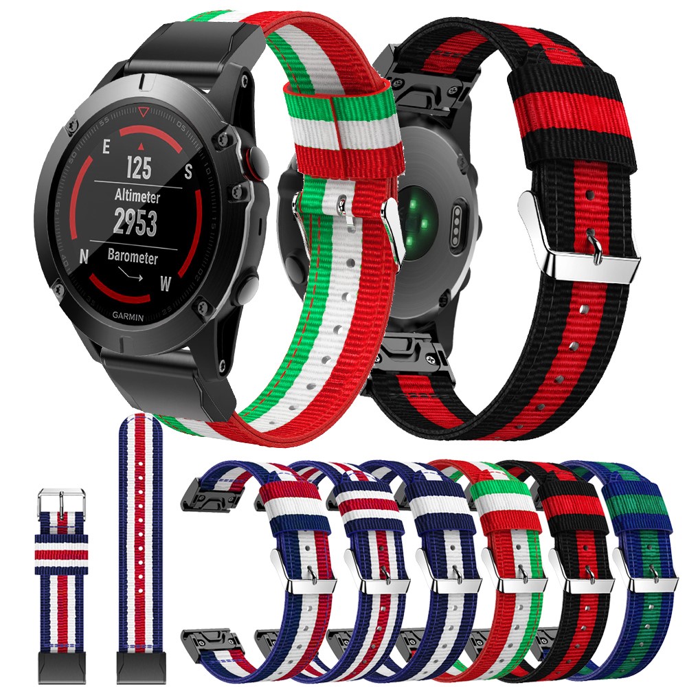 Nylon Watch Wrist Strap Replacement for Garmin Fenix 5X - Black / Red / Black-6