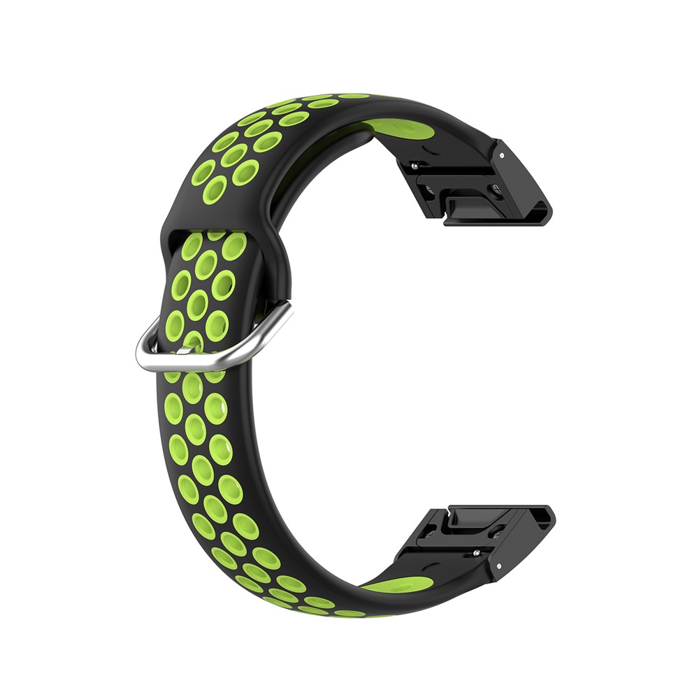 Banda de Relógio de Silicone de 22 mm Para Garmin Fenix ​​5/6/7/gps/6 Pro GPS/6 Sapphire GPS/5 - Verde Preto/fluorescente