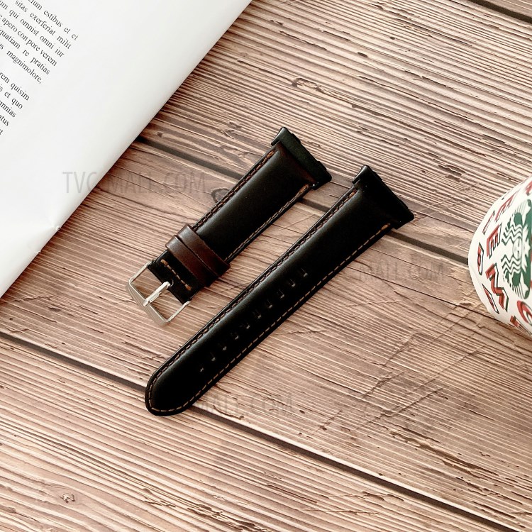Fou Bracelet En Cuir Véritable Surface De Cheval Pour OPPO Montre 41mm - Noir-1