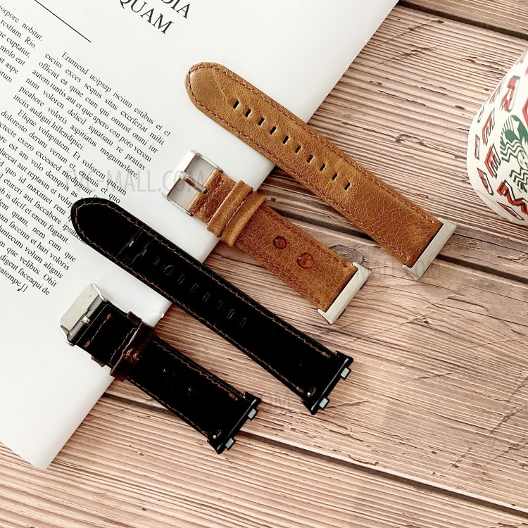 Fou Bracelet En Cuir Véritable Surface De Cheval Pour OPPO Montre 41mm - Noir-3