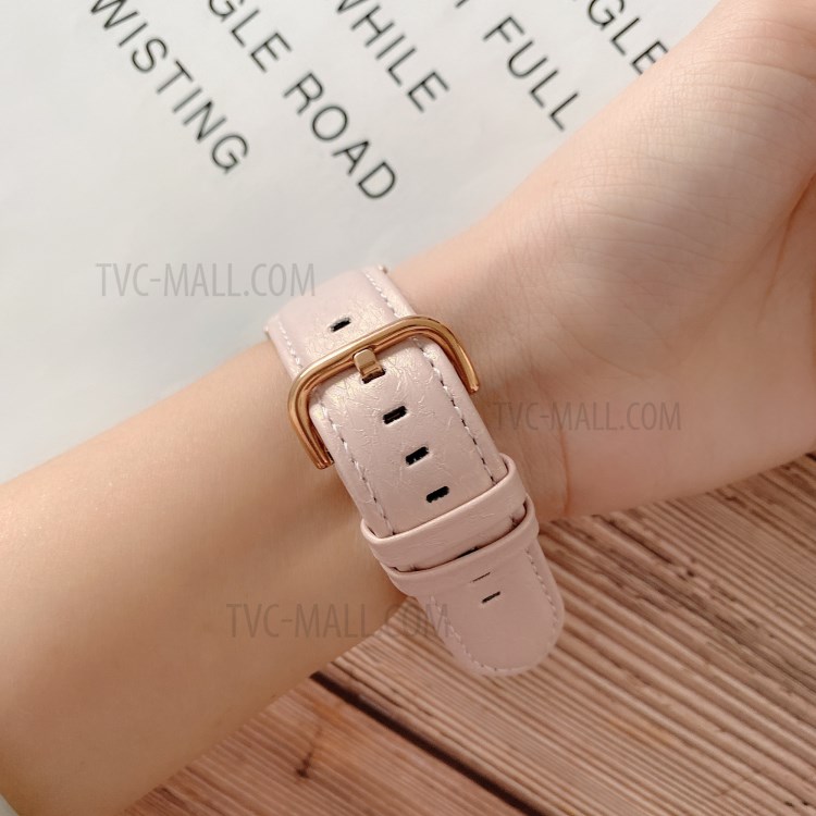 Shell Skin Genuine Leather Watch Band for Oppo Watch 41mm - Pink-3