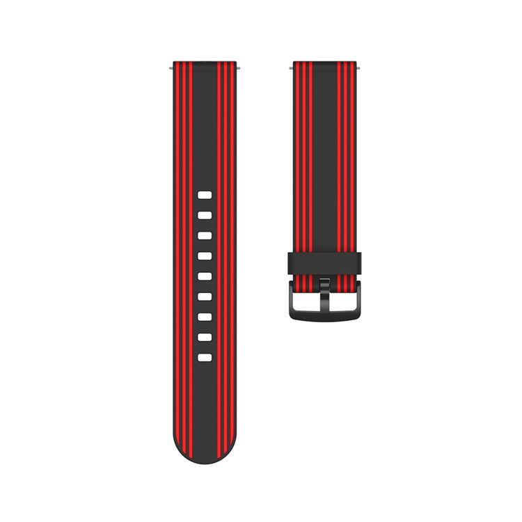 Cinta de Silicone de Bloqueio de Cor de Sarja de 22mm Para Engrenagem Samsung S3/galáxy Relógio 46mm/huawei Gt2 46mm/huami Amazfit Relógio 1/2/gtr 47mm - Preto/vermelho-3