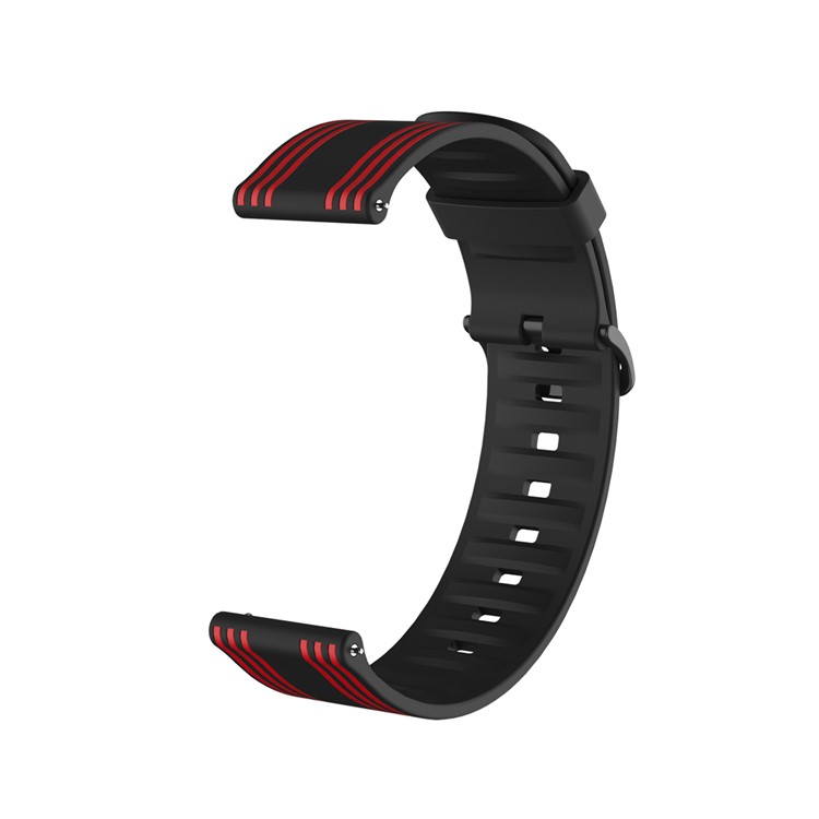 Cinta de Silicone de Bloqueio de Cor de Sarja de 22mm Para Engrenagem Samsung S3/galáxy Relógio 46mm/huawei Gt2 46mm/huami Amazfit Relógio 1/2/gtr 47mm - Preto/vermelho-4