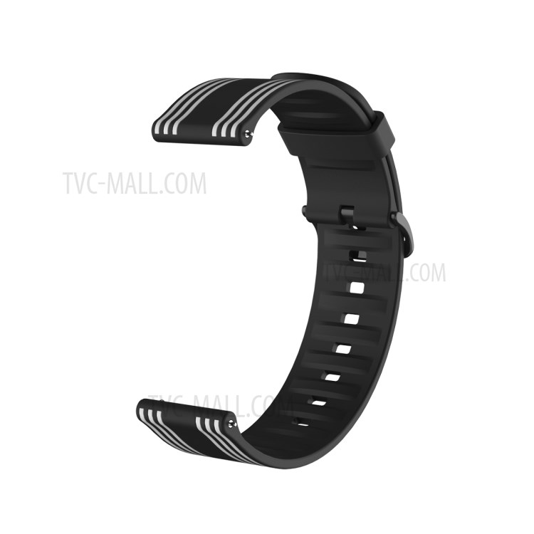 20mm Twill Color-blocking Silicone Band for Samsung Galaxy Watch Active1/2/Watch 42mm/Gear Sport/Huami Amazfit GTR 42mm/Bip GTS/Garmin Vivoactive 3/Move HR/Huawei Watch GT2 42mm - Black/White-2