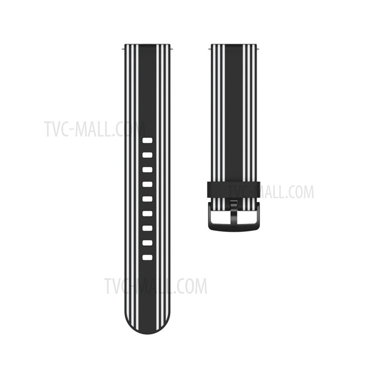 20mm Twill Color-blocking Silicone Band for Samsung Galaxy Watch Active1/2/Watch 42mm/Gear Sport/Huami Amazfit GTR 42mm/Bip GTS/Garmin Vivoactive 3/Move HR/Huawei Watch GT2 42mm - Black/White-4
